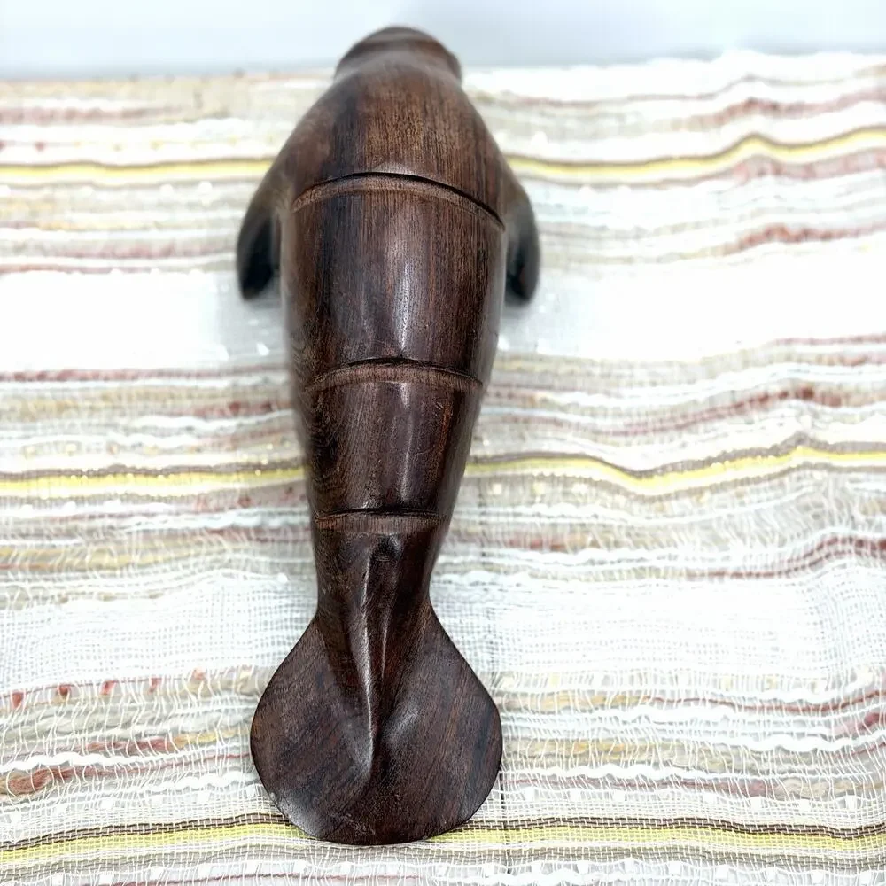 Vintage Hand Carved Ironwood Manatee Sea Cow Figurine Sculpture